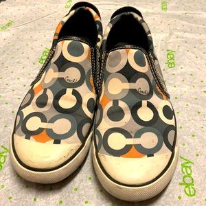 Cream base multi color coach slip on women’s shoes